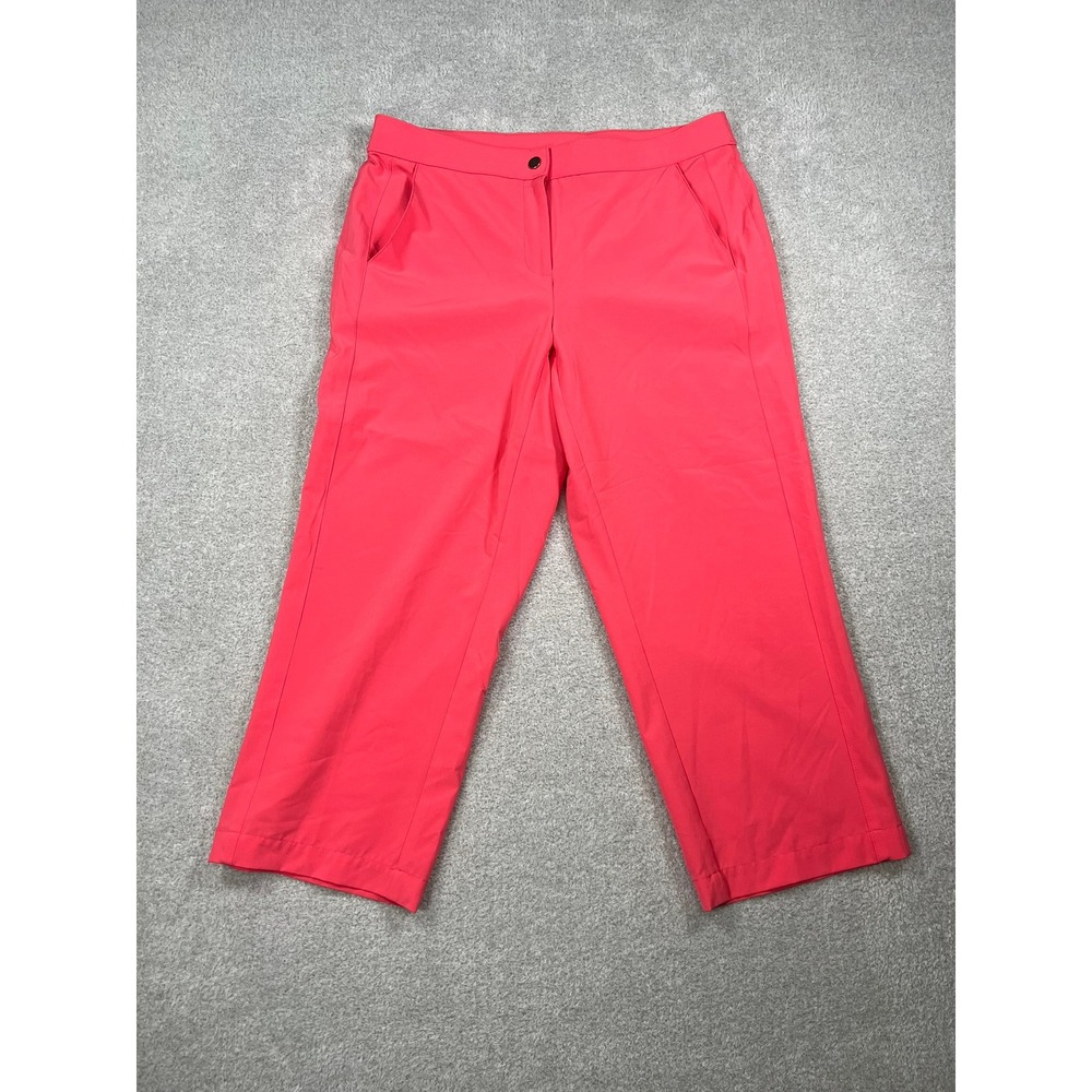 Weekends by Chicos Womens 0.5 Pink Crop Pants Straight Leg Casual Solid